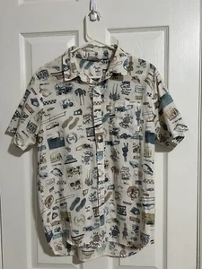 Vans Off The Wall Men S Short Sleeves mixed design off white Cream Blue Beach - Foto 1 di 5