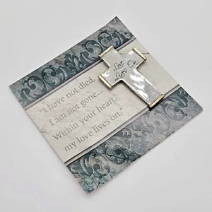 Abbey Press Carded Silver "Love Lives On" Cross Sympathy Pin - Picture 1 of 5