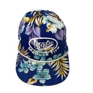Bandag McBuck Tire Vintage Floral Hawaiian Snapback Hat Cap Kalamazoo Michigan - Bild 1 von 10