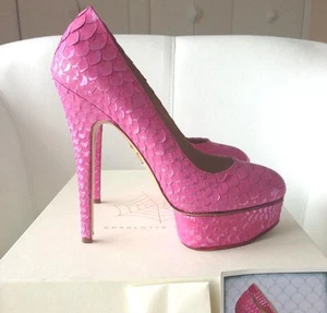 Charlotte Olympia Priscilla Python Pink Fuchsia Plateau Schuhe Pumps 37 - Bild 1 von 12