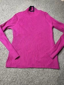 Women’s Small Pierre Cardin Hot Pink Turtleneck Knit Sweater - Picture 1 of 3