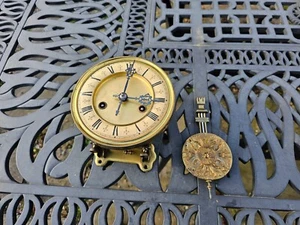 Antique Vienna antique wall clock spring movement works dial pendulum HAC 5 3/4" - Picture 1 of 16