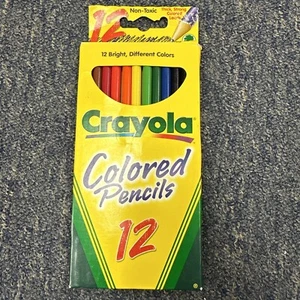 Vintage 1997 Crayola Colored Pencils Non Toxic 12 Bright Different Colors Thick - Picture 1 of 2