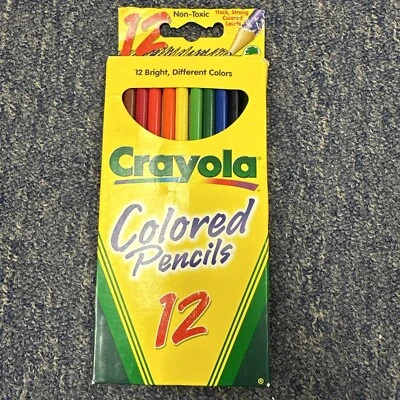 Vintage 1997 Crayola Colored Pencils Non Toxic 12 Bright Different Colors Thick - Image 1 of 2