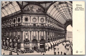 Milano Italy 1910 Postcard Ottagona Della Galleria Vittorio Eman Shopping Arcade - Picture 1 of 2