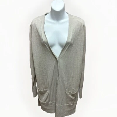 Cárdigan suéter Gap para mujer talla grande nuevo manga larga túnica longitud lino largo Foto 1 de 4