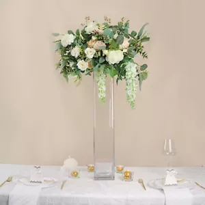 2 Clear 28 in Square Cylinder Glass Flower VASES Table Centerpieces Party Events - Picture 1 of 9