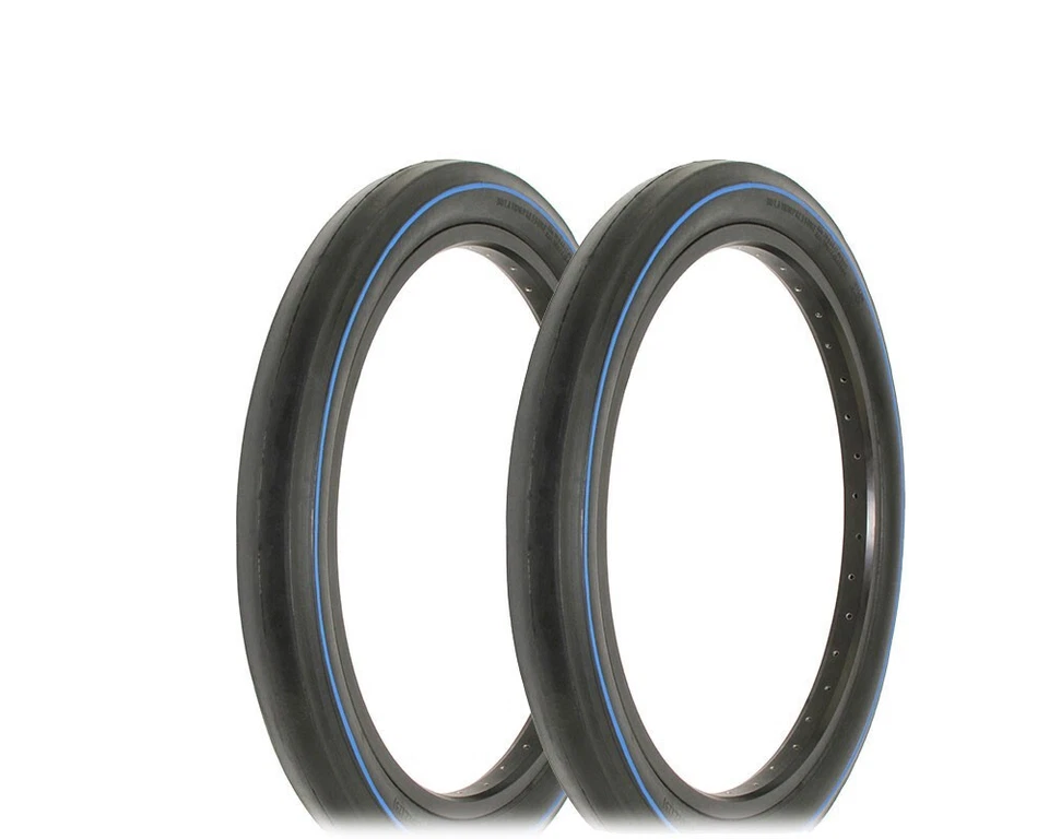 2 RALSON 20 X 2.125 BLUE LINE SLICK BICYCLE TIRES, S-2 RIM, SCHWINN STYLE. - Image 1 of 1