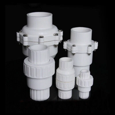PVC One Way Spring Piston Flap Check Valve Pipe Fittings White/GrayI.D25mm-160mm - Image 1 of 4