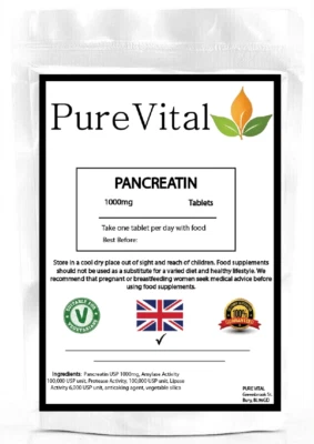 Pancreatin 1000mg Tablets – Digestive Enzyme Support by PureVital