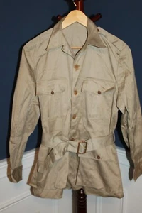 Scarce Original WW2 U.S. Army Summer Weight Khaki Bush Jacket w/Belt - Picture 1 of 9