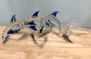 Cristal D'Arques Bleikristall Kunstglas Delfin Skulptur Kobaltblau Klar 17 Zoll - Bild 1 von 8