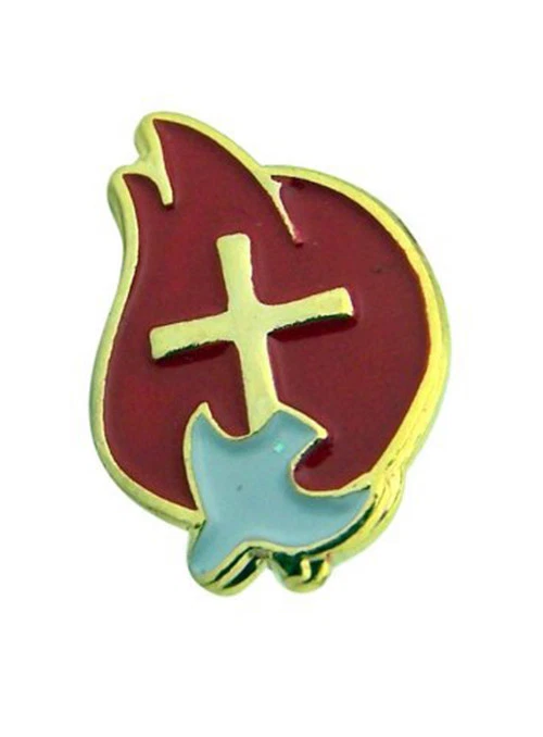Holy Spirit Trinity Dove Gold Plate Red Enamel Confirmation Lapel Pin - Image 1 of 1