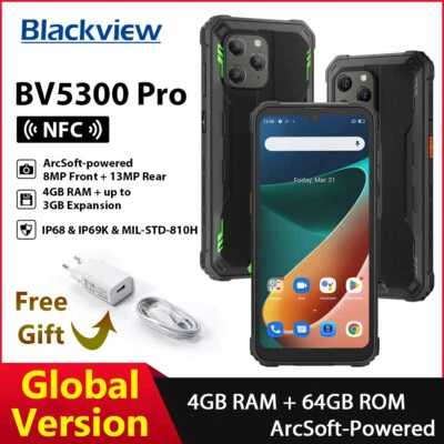 Blackview BV5300 Pro Rugged Phone 4GB+64GB Octa Core 13MP ArcSoft Camera 6580mAh - Image 1 of 4