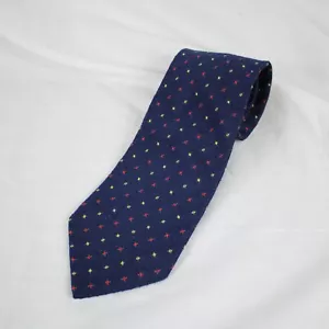 Ermenegildo Zegna Krawatte aus Seide blau geometrisch gelb rot Akzente 60"" lang 4"" WD - Bild 1 von 3