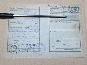 KFZ Brief Zulassung DDR IFA LKW IFA W 50 L / K Ludwigsfelde IWL EZ 1980 Leipzig - Bild 1 von 1