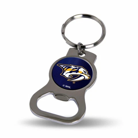 Nashville Predators Bottle Opener Keychain Team Color Metal Hockey Cover