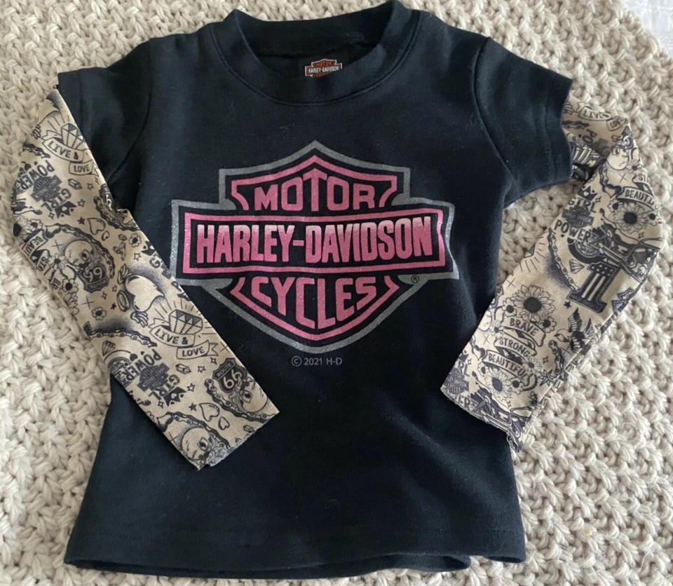 Camiseta Harley-Davidson Little Boys 2T Bar & Shield malla tatuaje manga larga, negra Foto 1 de 1