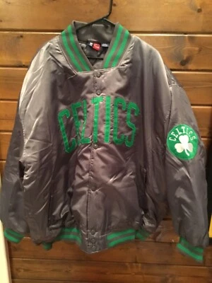 Boston Celtics Satin Bomber Gray Majestic Jacket Mens 4XL NEW Condition - Image 1 of 4