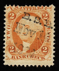 B777 U.S. Revenue Scott #R6c 2c Bank Check, multi-line handstamped cancel - Picture 1 of 1