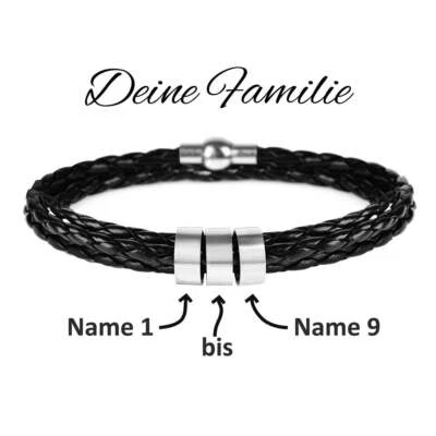 Personalisierbares Echtleder-Armband "Familie" - Bild 1 von 4