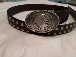 Studded Brown Leather Belt with Florida State University Seminoles Buckle 44