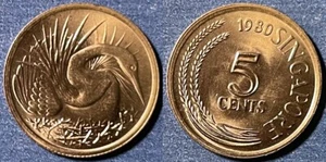 Singapore 1980 5 Cents non-magnetic KM-2 Copper-nickel BUNC #14 - US Seller - Picture 1 of 2