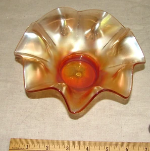 Vintage Marigold Carnival Glass Ruffled HAT VASE / BON BON Bowl, Stemmed Flower - Picture 1 of 5