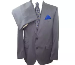 Jack Victor Elite Pure Wool Solid Gray Two Piece Mens Suit 37x32 42 R Canada - Picture 1 of 22