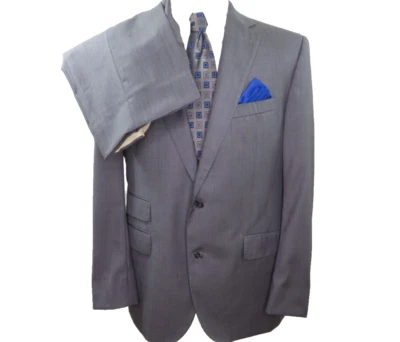 Traje de hombre Jack Victor Elite pura lana gris liso de dos piezas 37x32 42 R Canadá Foto 1 de 4