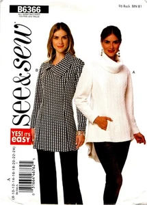 Butterick B6366 See & Sew Tunic Misses Sewing Pattern Uncut Size 8-24 - Picture 1 of 2