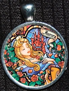 Prinzessin Aurora Dornröschen Schloss Disney Silber Anhänger Halskette Schmuck - Bild 1 von 2