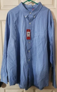 IZOD-Mens Long Sleeve Button Down Shirt-3XL XXXL  Big/Tall-Blue-100% Cotton - Picture 1 of 7