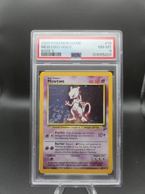 POKEMON TCG 2000 BASE SET 2 MEWTWO HOLO PSA 8  NEAR MINT - MINT - 10/130 - Image 1 of 4