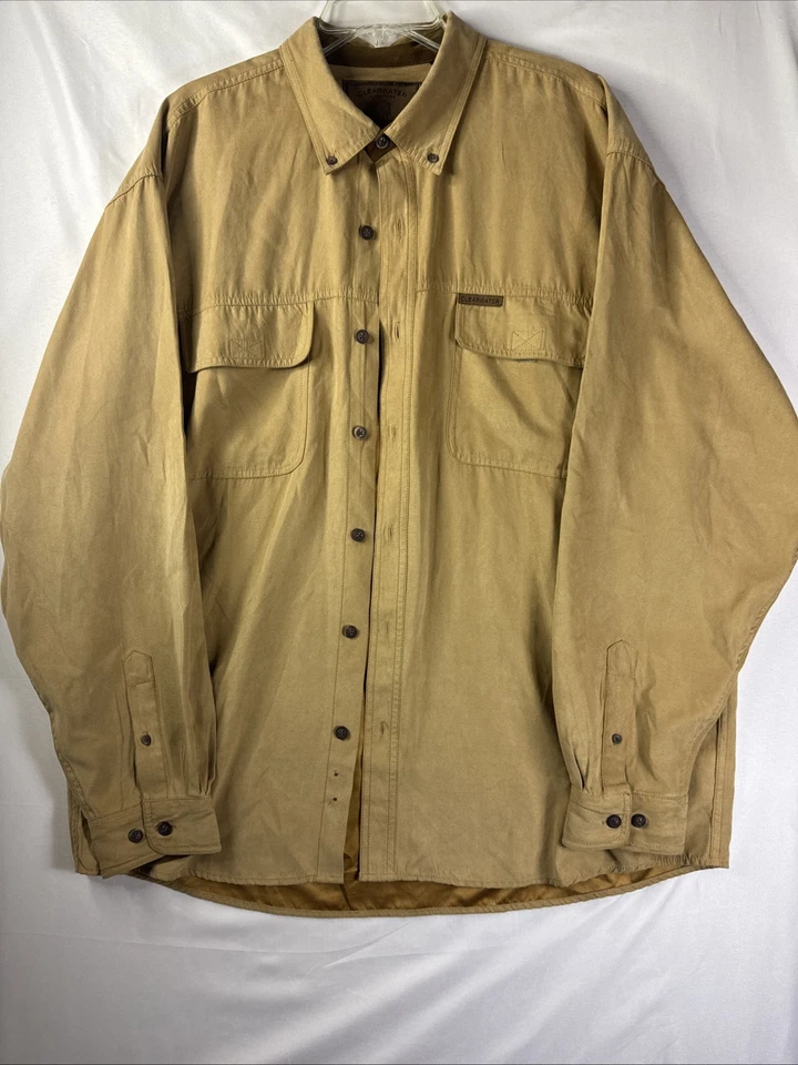 Clearwater Outfitters Brown Faux Suede Button Down Long Sleeve Shirt Mens XL - Image 1 of 4