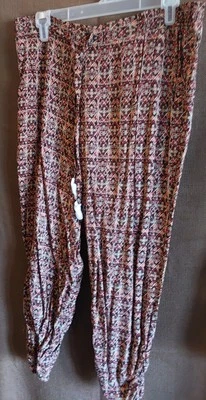 Pantalones American Rag en 100% Rayón Estampado Multicolor Borgoña/Negro, L Foto 1 de 4