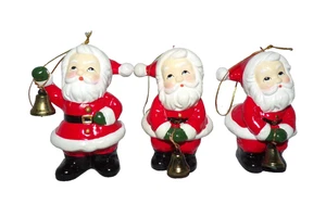Lote 3 Adornos Navideños Vintage Lefton Papá Noel con Campana Cerámica Decoración Vacacional - Imagen 1 de 22