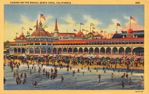 Casino On The Beach SANTA CRUZ, CA Grove Dance Pavilion 1940s Vintage Postcard - Picture 1 of 2