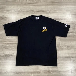Vintage Logo Athletic Pittsburgh Steelers Shirt Mens Large Black Short Sleeve - Picture 1 of 15