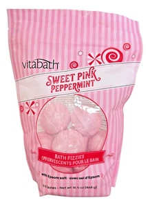 Vitabath Bath Fizzies w/ Epsom Salt Relax Nourish SWEET PINK PEPPERMINT 9ct - Picture 1 of 5