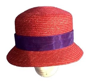 Giovannio New York Women’s  Red and Purple Bucket Hat Beach Church Dressy - Foto 1 di 6