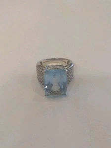 925 Silber großer Blautopas & pave Kristalle Statement Ring Einzelhandel 425 $ Größe 8 - Bild 1 von 18