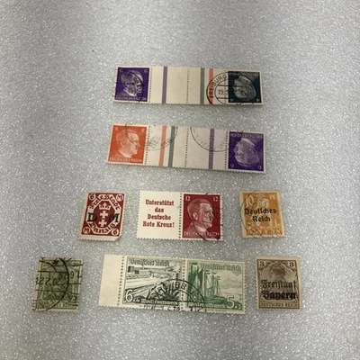 12 USED Deutsches Reich Nazi Germany Stamps; 1935-1945, includes 4 Se-Tenants. - Image 1 of 4