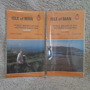 Isle of Man Public Rights of Way Map North And South With Protective Case - Foto 1 di 7