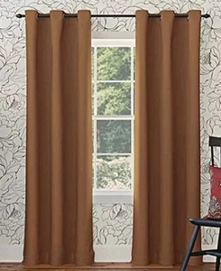 Sun Zero Blackout Energy Efficient Grommet Curtains 40" x 95" /Sunbaked Brown - Picture 1 of 6