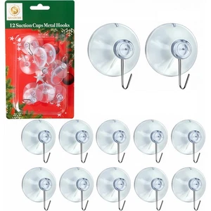 12x Clear Plastic Suction Cup Hooks 3.3cm Glass Window, Bathroom, Shower Towel - Picture 1 of 8
