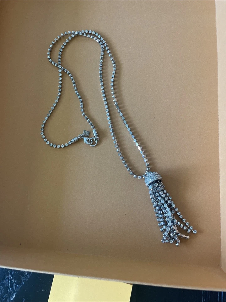 Banana Republic Crystal Tassel Necklace Fringe Long Rhinestone Chain NWT BinE - Image 1 of 1