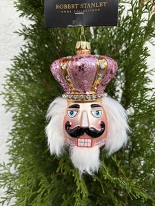 ROBERT STANLEY 5" ROSA HUT GLAS NUSSKNACKER KOPFSCHMUCK MIT EDELSTEINEN NEU MIT ETIKETT - Bild 1 von 4