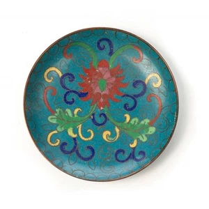 Vintage 20th Chinese Cloisonné enamel bowl Flower - Picture 1 of 5