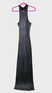 RARO NUEVO SIN ETIQUETAS Vestido sin mangas Skims Shimmer Negro Talla M Acanalado Largo Modal Bodycon - Imagen 1 de 6